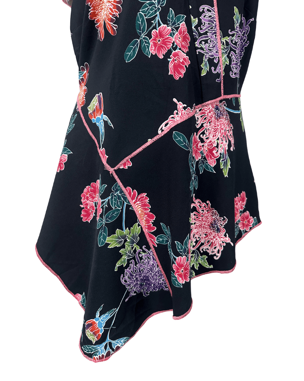 M&S Limited Edition Asian - inspired Floral Asymmetrical Wrap Blouse - Funkify