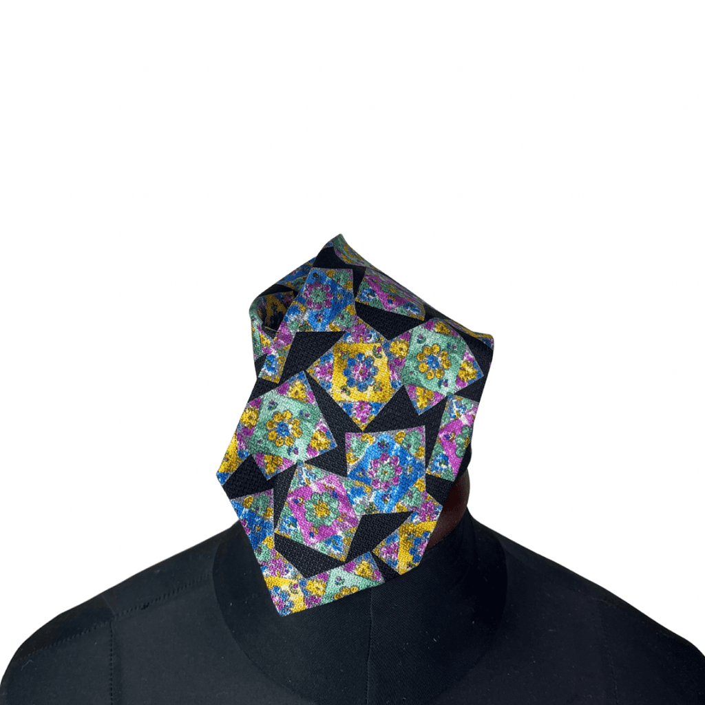 Multicolor Geometric Floral Print Necktie 10 cm - Funkify