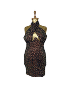 Multicolor Sequin Keyhole Front Halter Dress - UK 12 - Funkify