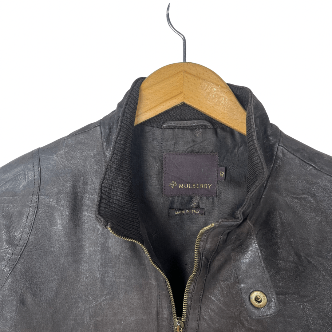 Murberry Women's Leather Jacket Made in Italy Large - Funkify