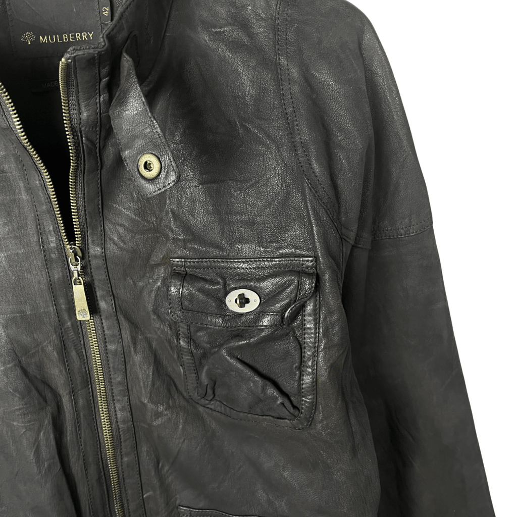 Murberry Women's Leather Jacket Made in Italy Large - Funkify