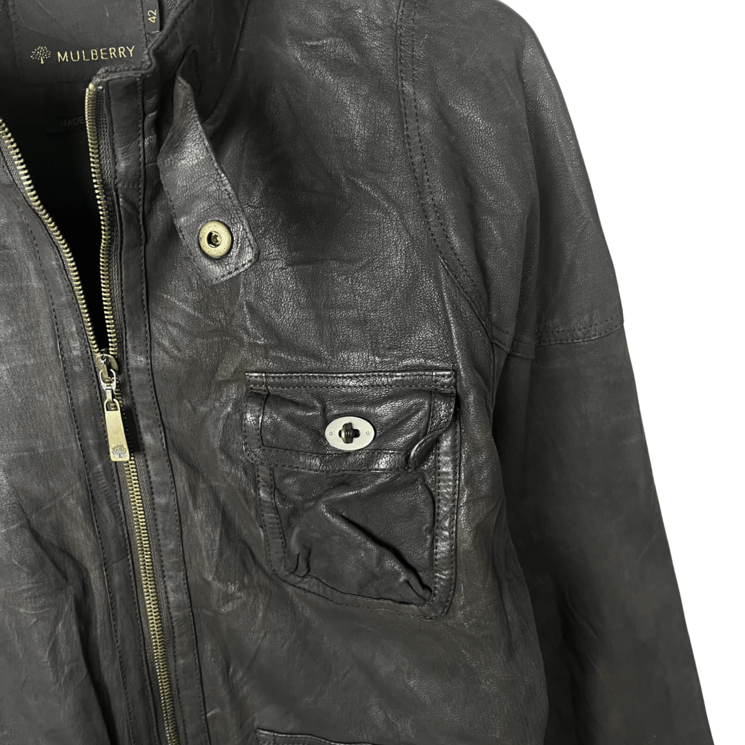 Murberry Women's Leather Jacket Made in Italy Large - Funkify