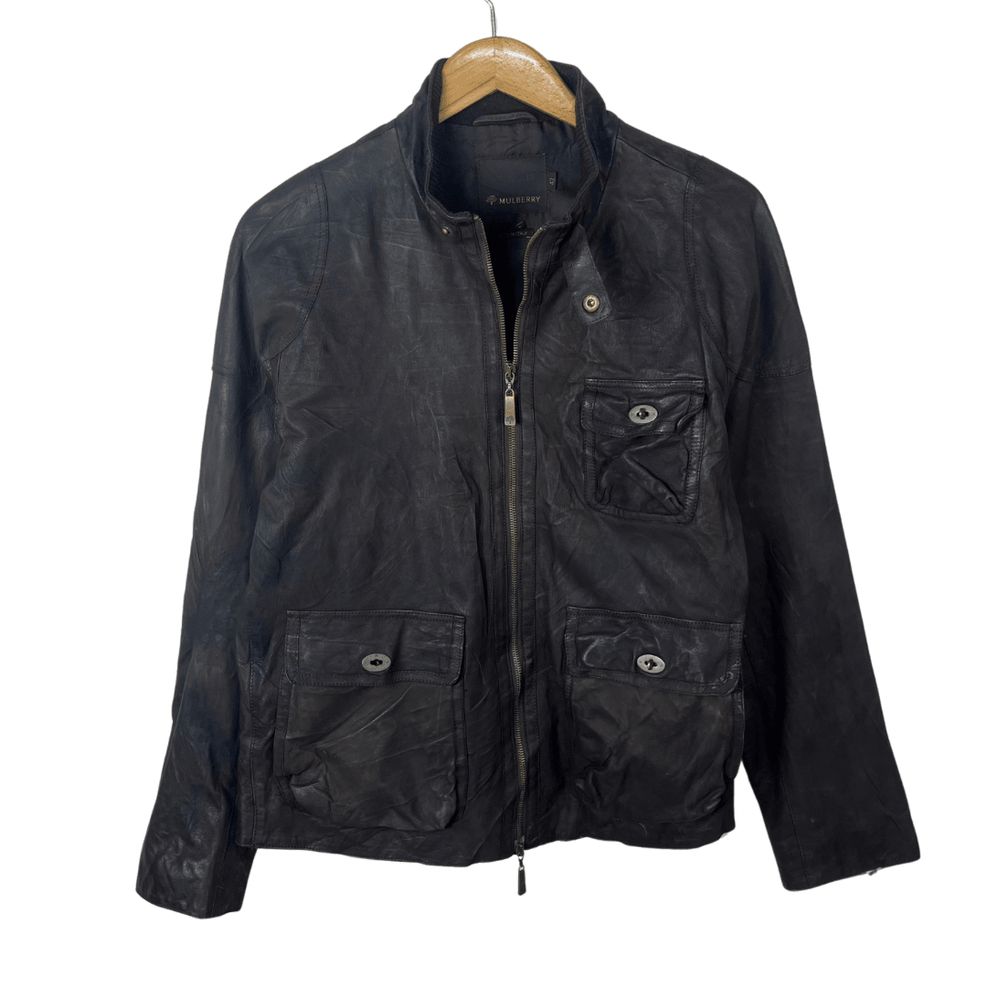 Murberry Women's Leather Jacket Made in Italy Large - Funkify