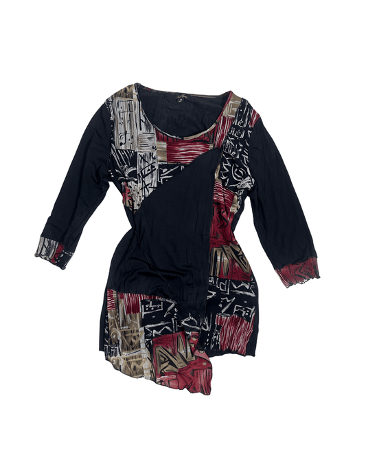 New Cover Y2K Colorblock Assymetric Top - Funkify