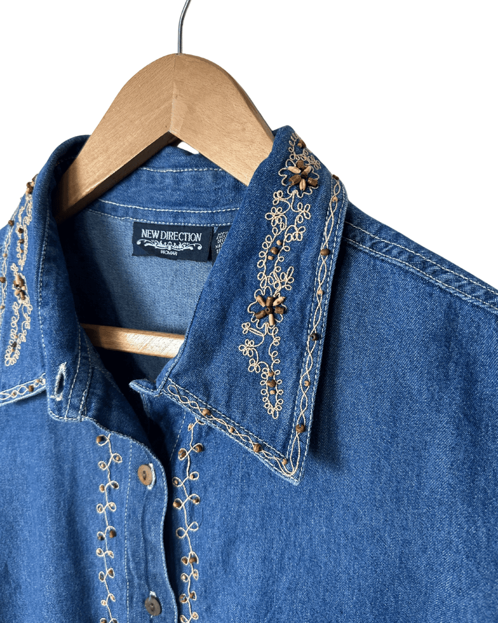 New Direction Denim with Embroidered & Beaded Details Large - Funkify