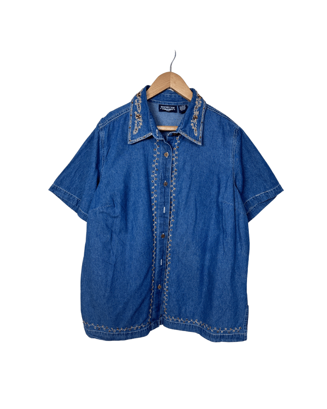 New Direction Denim with Embroidered & Beaded Details Large - Funkify