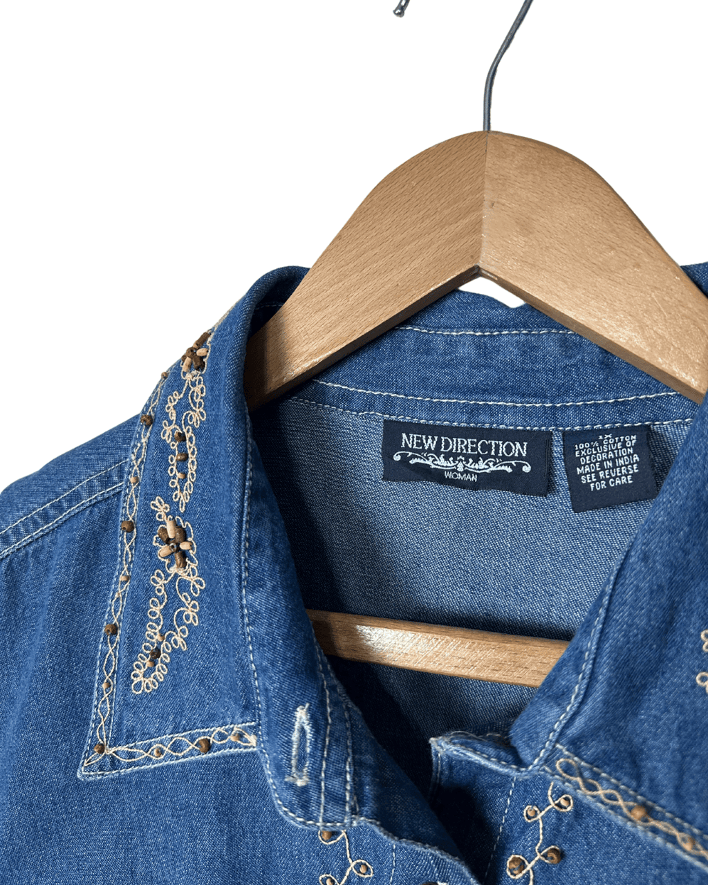 New Direction Denim with Embroidered & Beaded Details Large - Funkify