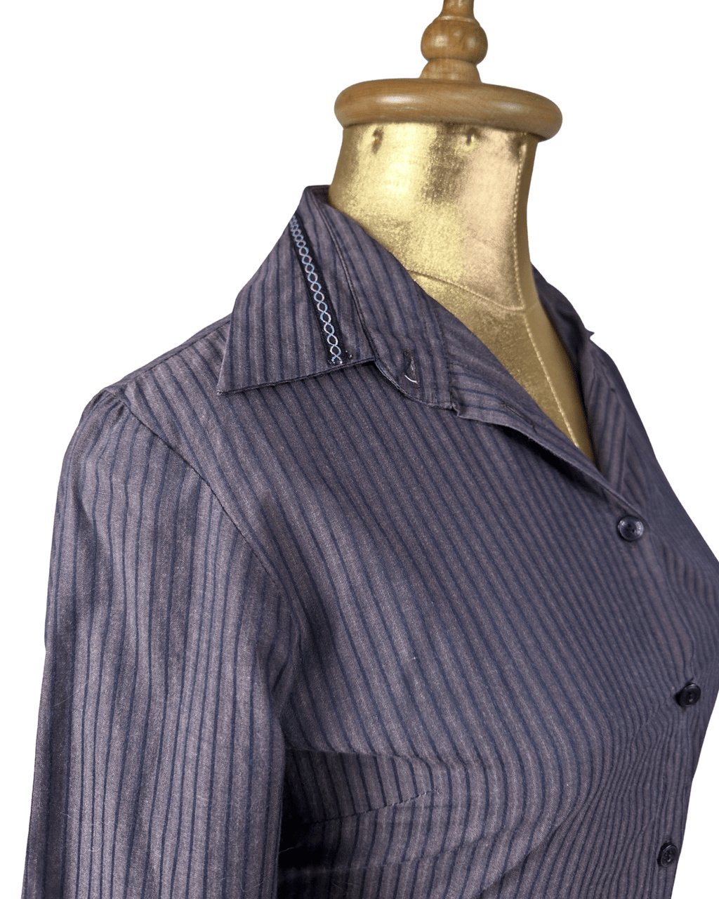 Nicole Striped Fitted Shirt - Small - Funkify