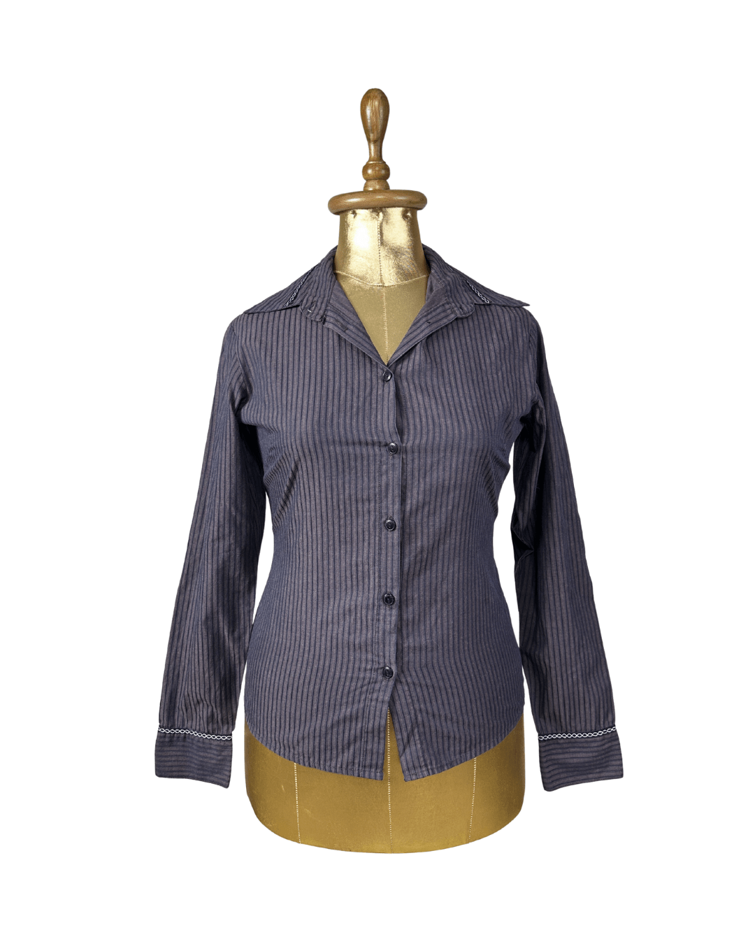 Nicole Striped Fitted Shirt - Small - Funkify