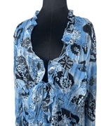 Notations Tie - Front Ruffled Blouse – Lightweight & Flowy - Funkify