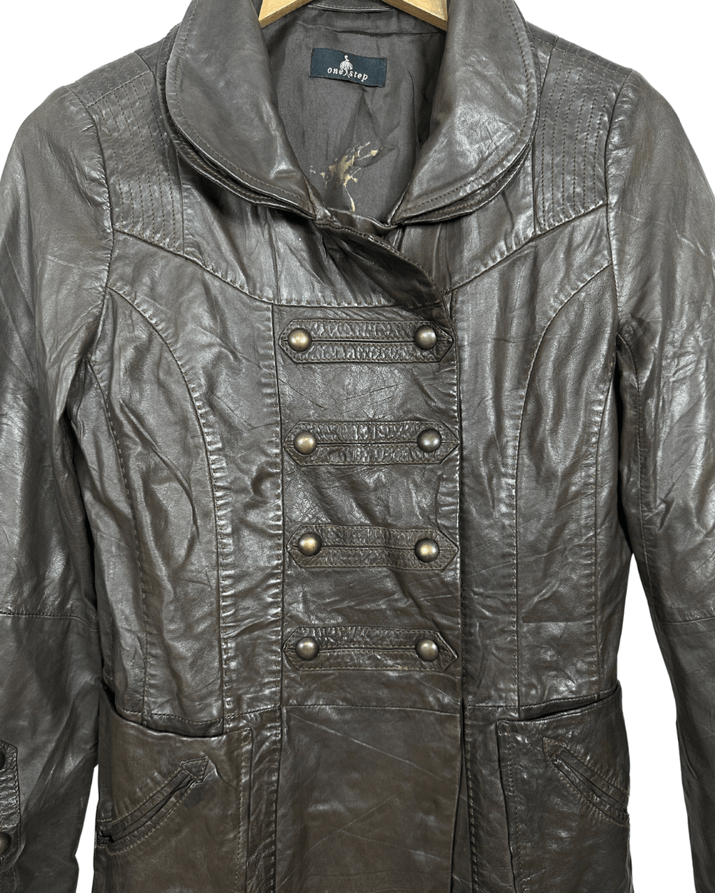 One Step Brown Sheep Leather Women's Coat - Funkify