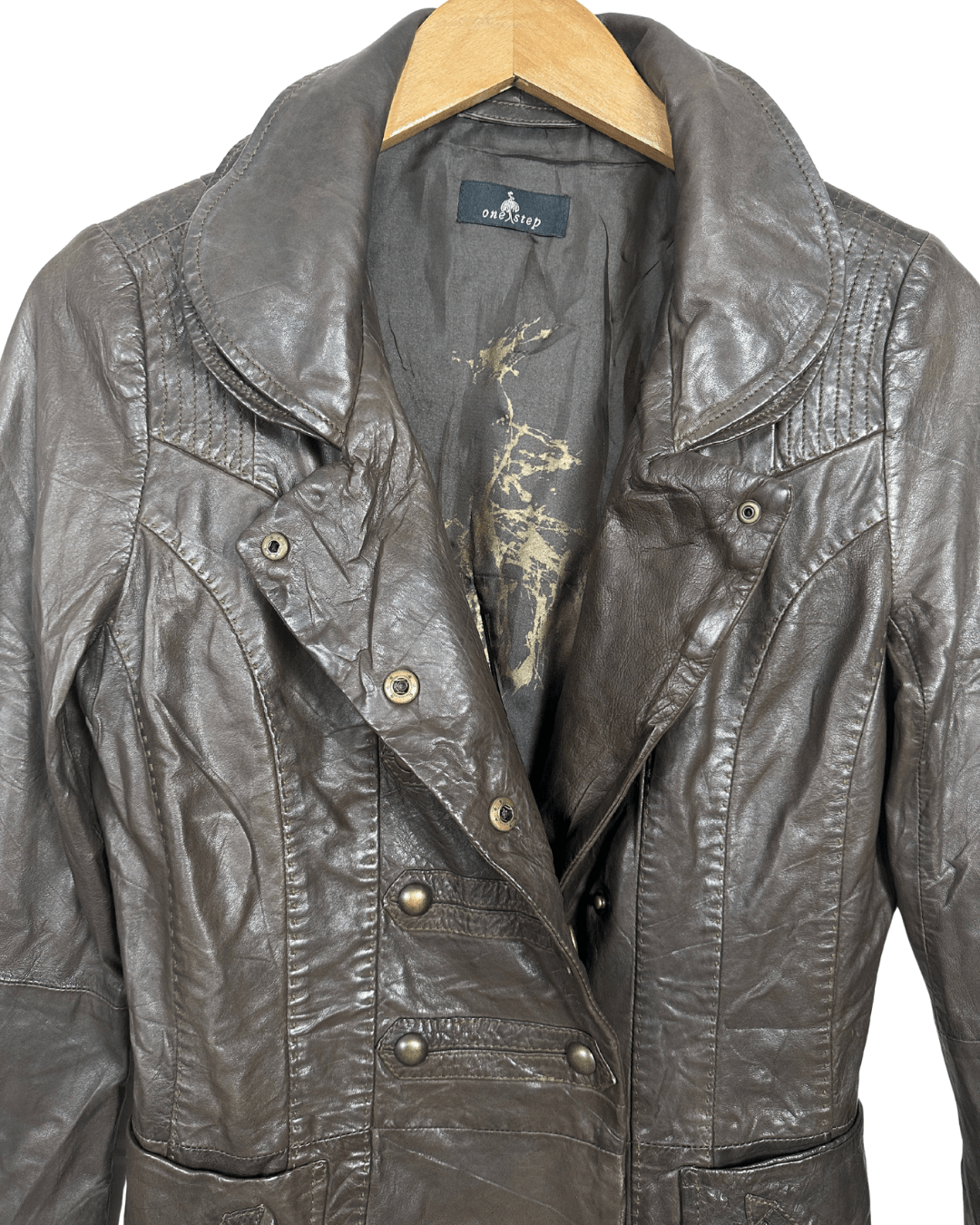 One Step Brown Sheep Leather Women's Coat - Funkify