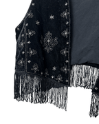 Open Front Boho Embroidered Vest Medium - Funkify