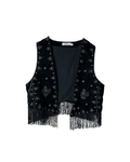 Open Front Boho Embroidered Vest Medium - Funkify