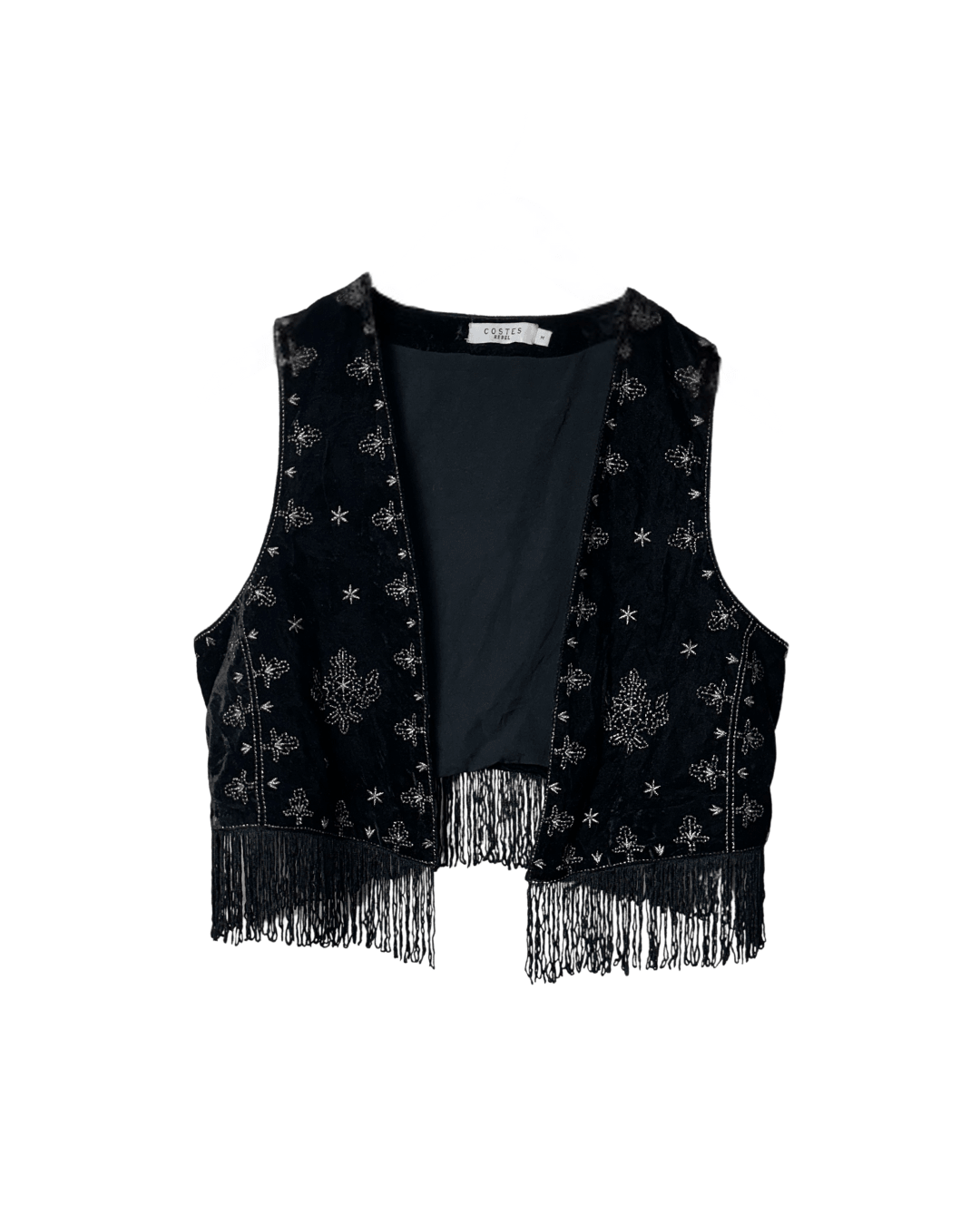Open Front Boho Embroidered Vest Medium - Funkify