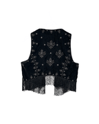 Open Front Boho Embroidered Vest Medium - Funkify