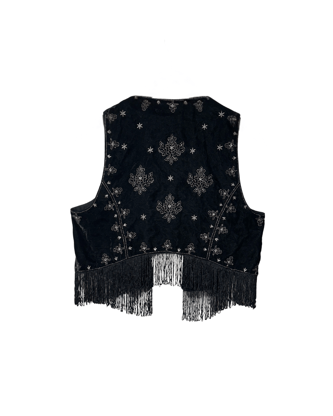 Open Front Boho Embroidered Vest Medium - Funkify