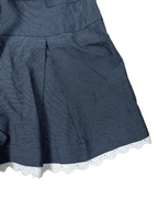 Orsay Striped Pleated Mini Skirt with Waist Tie & Lace Trim - Funkify