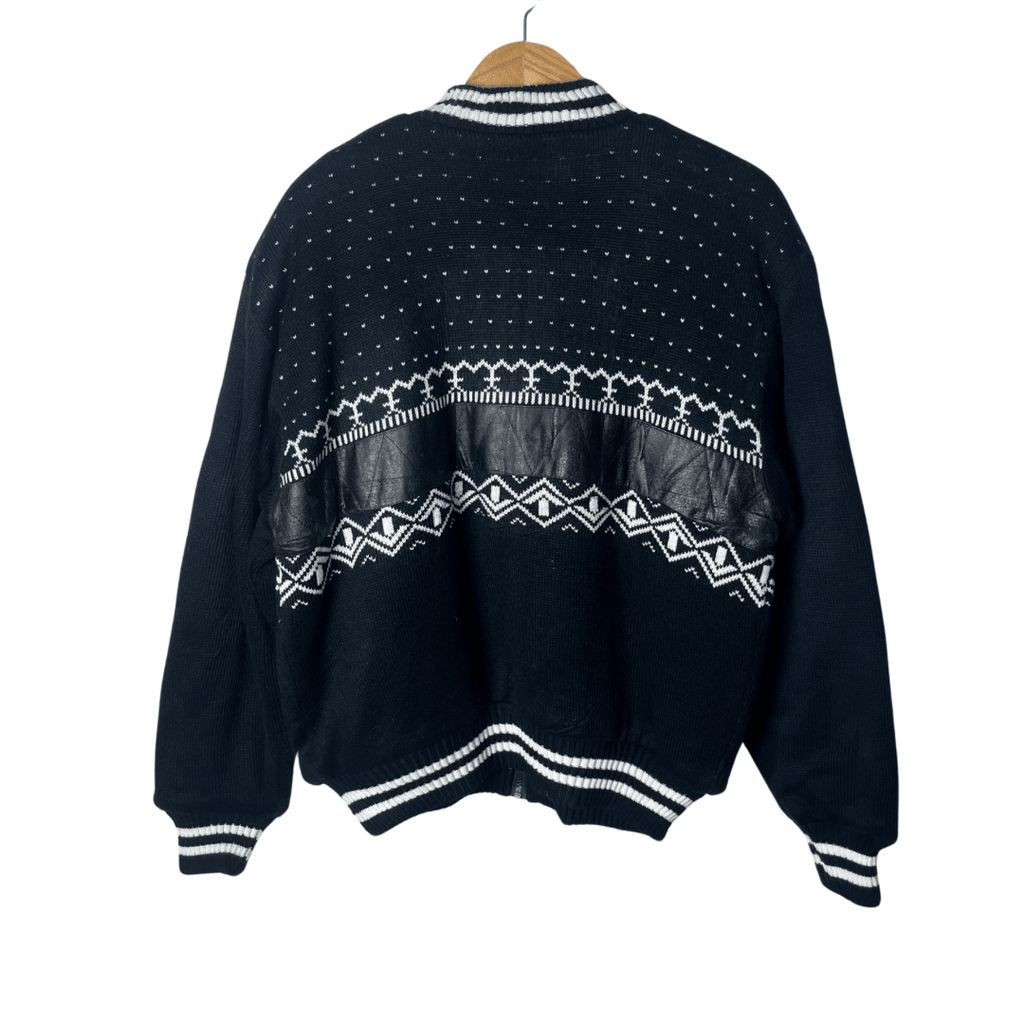 Pagani Winter Pattern Fur Lined Zip- up Sweater Large - Funkify