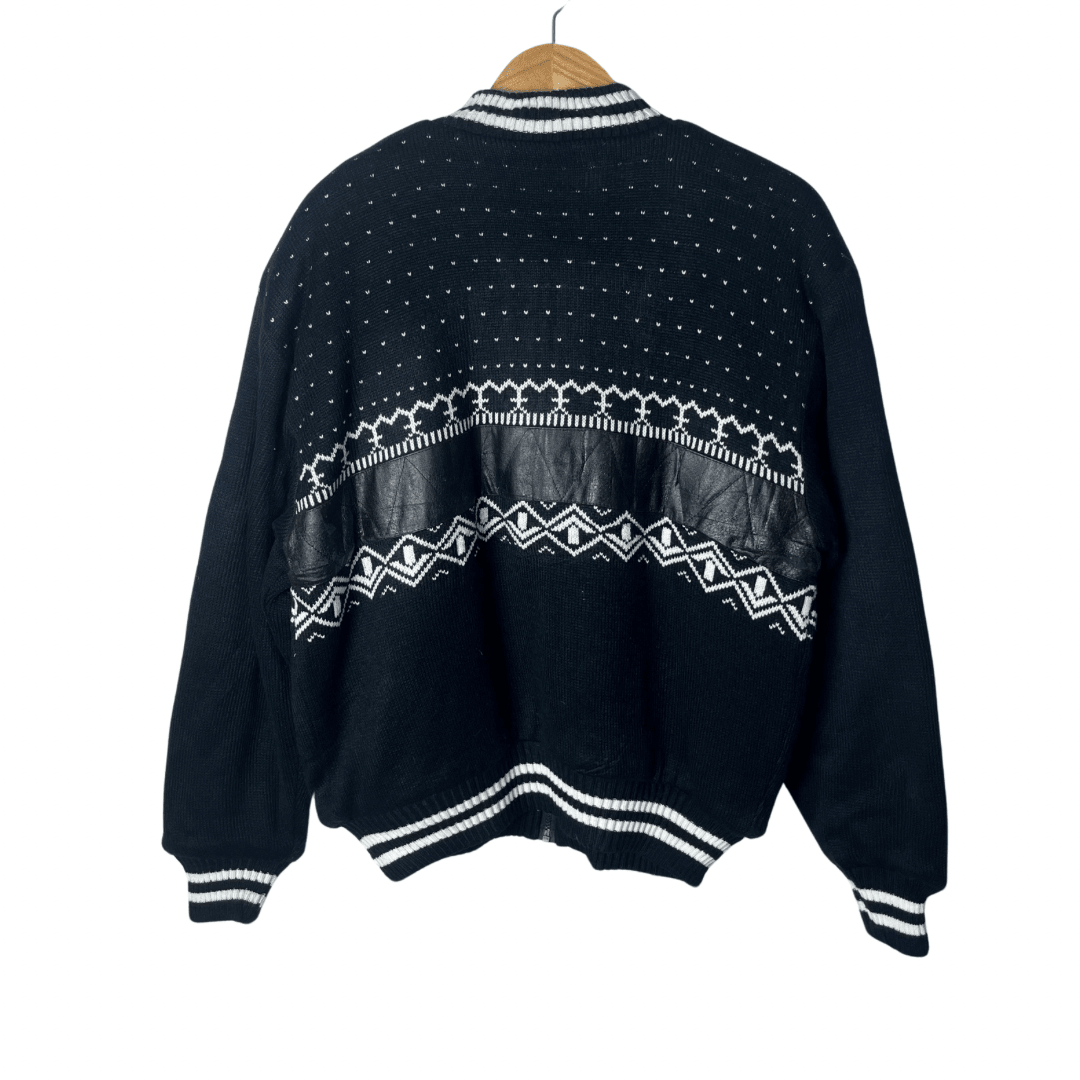 Pagani Winter Pattern Fur Lined Zip- up Sweater Large - Funkify