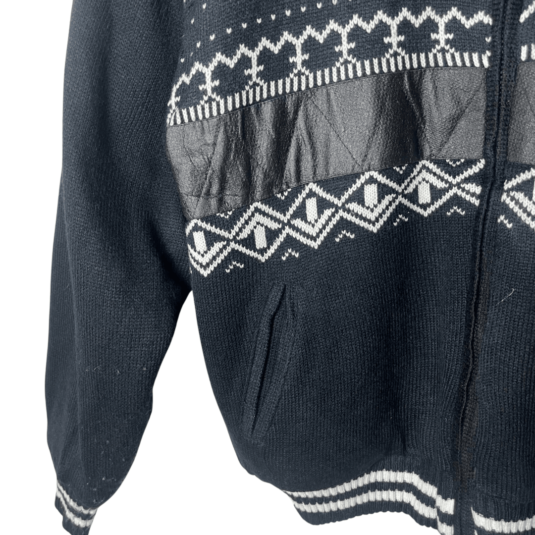 Pagani Winter Pattern Fur Lined Zip- up Sweater Large - Funkify