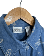 Paisley Print Women's Denim Shirt XL - Funkify