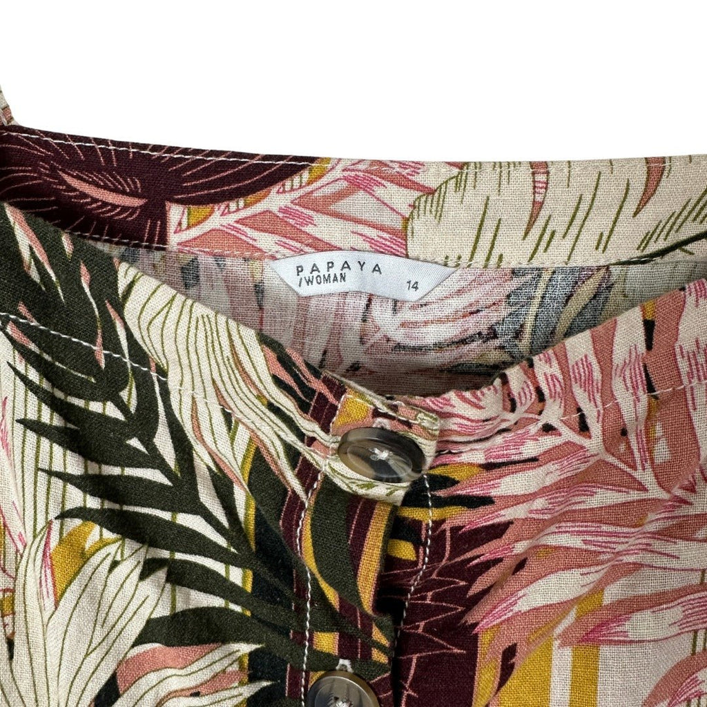 Papaya foliage print cropped top, size small