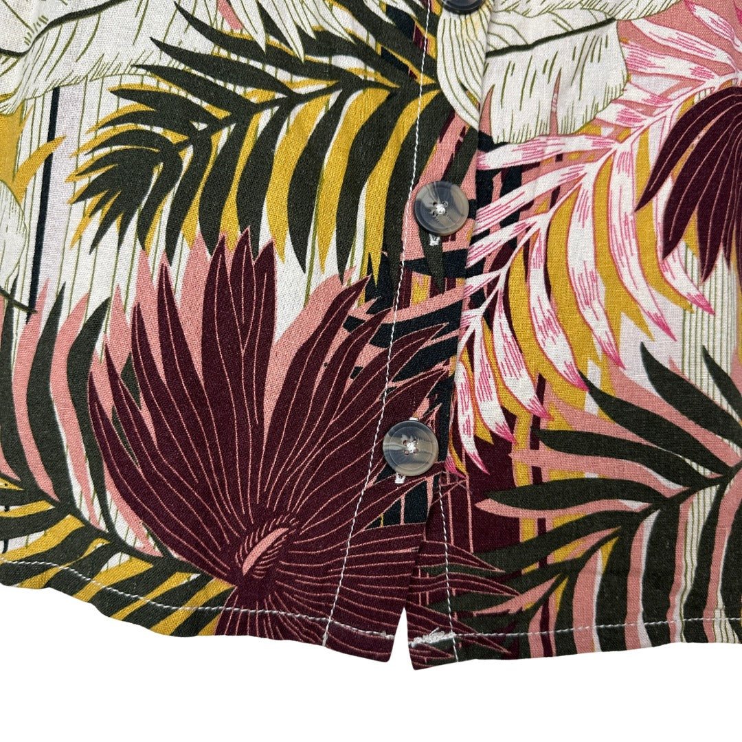 Papaya Foliage Patterned Cropped Top Small - Funkify