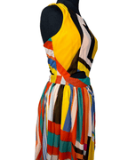 Parisian Collection Geometric Print Cutout Dress - Funkify