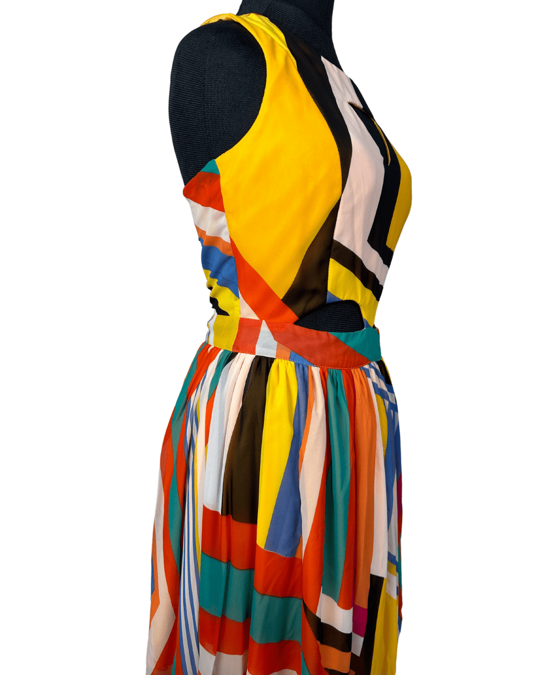 Parisian Collection Geometric Print Cutout Dress - Funkify