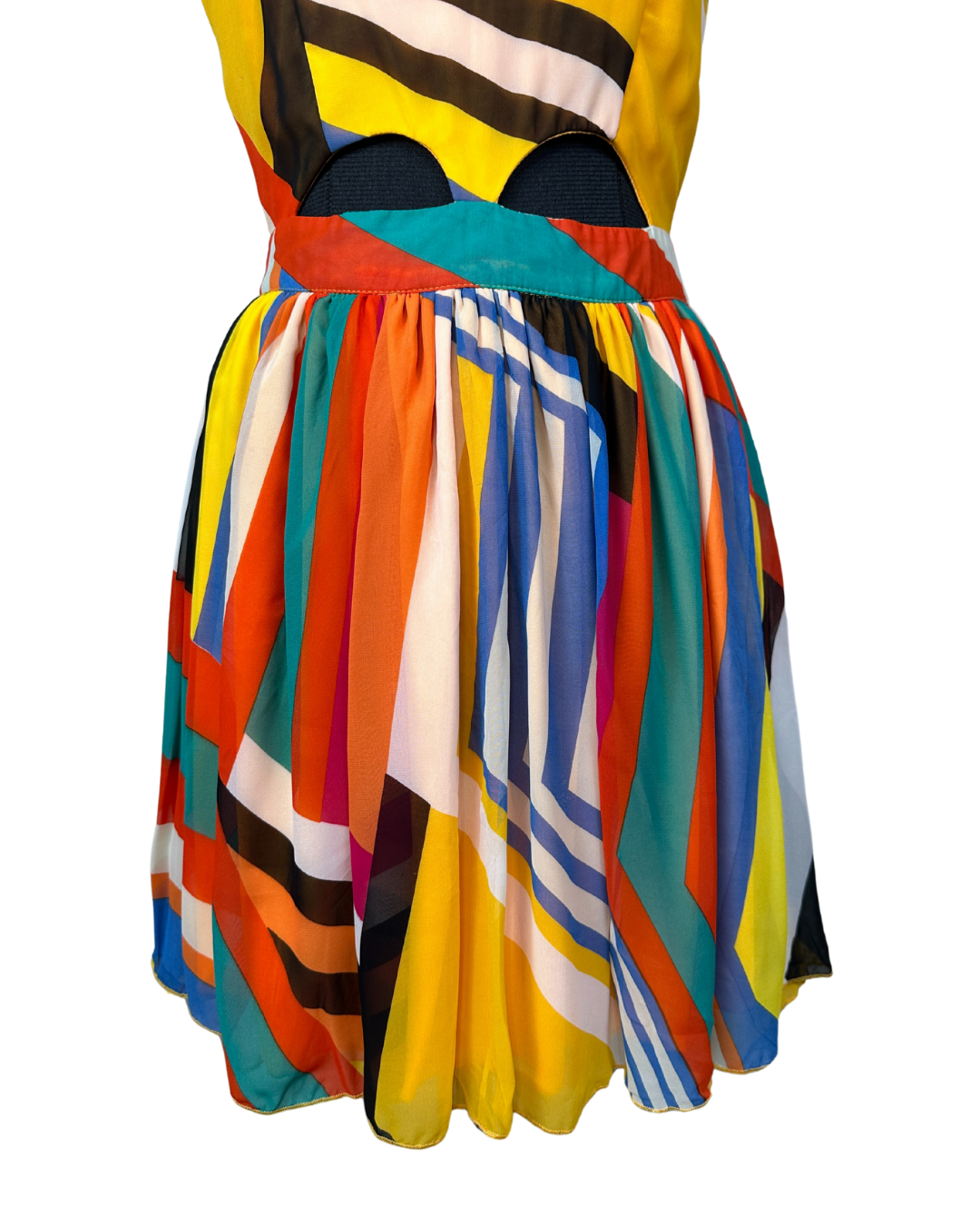 Parisian Collection Geometric Print Cutout Dress - Funkify