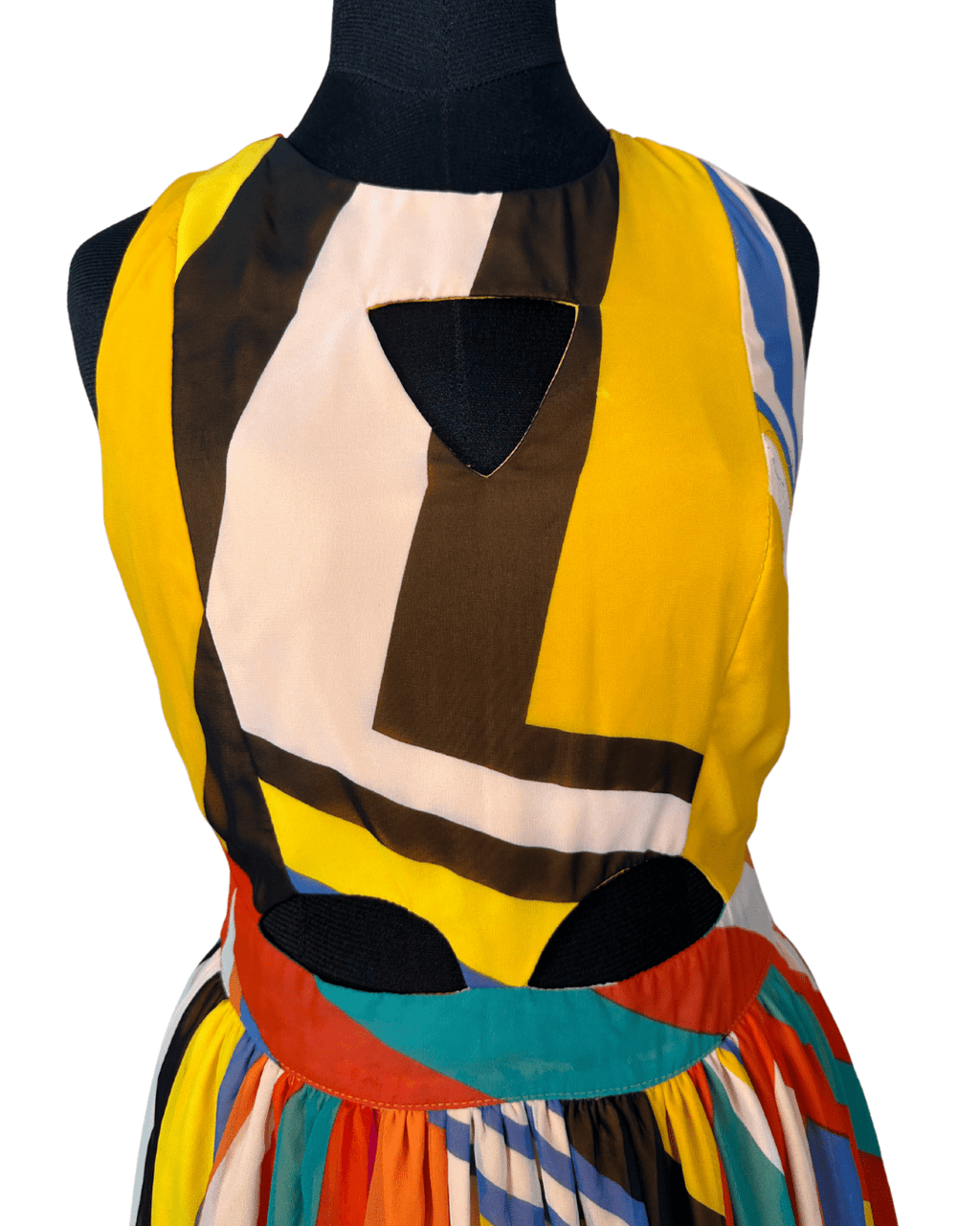 Parisian Collection Geometric Print Cutout Dress - Funkify