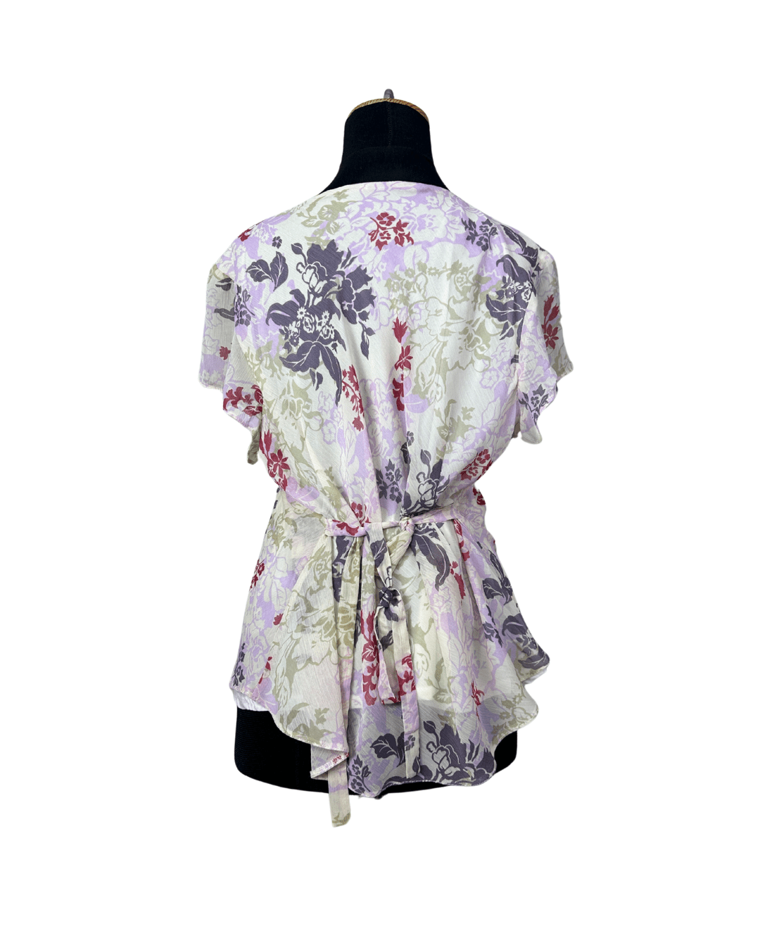 Pastel Floral Tie - Back Blouse - Funkify
