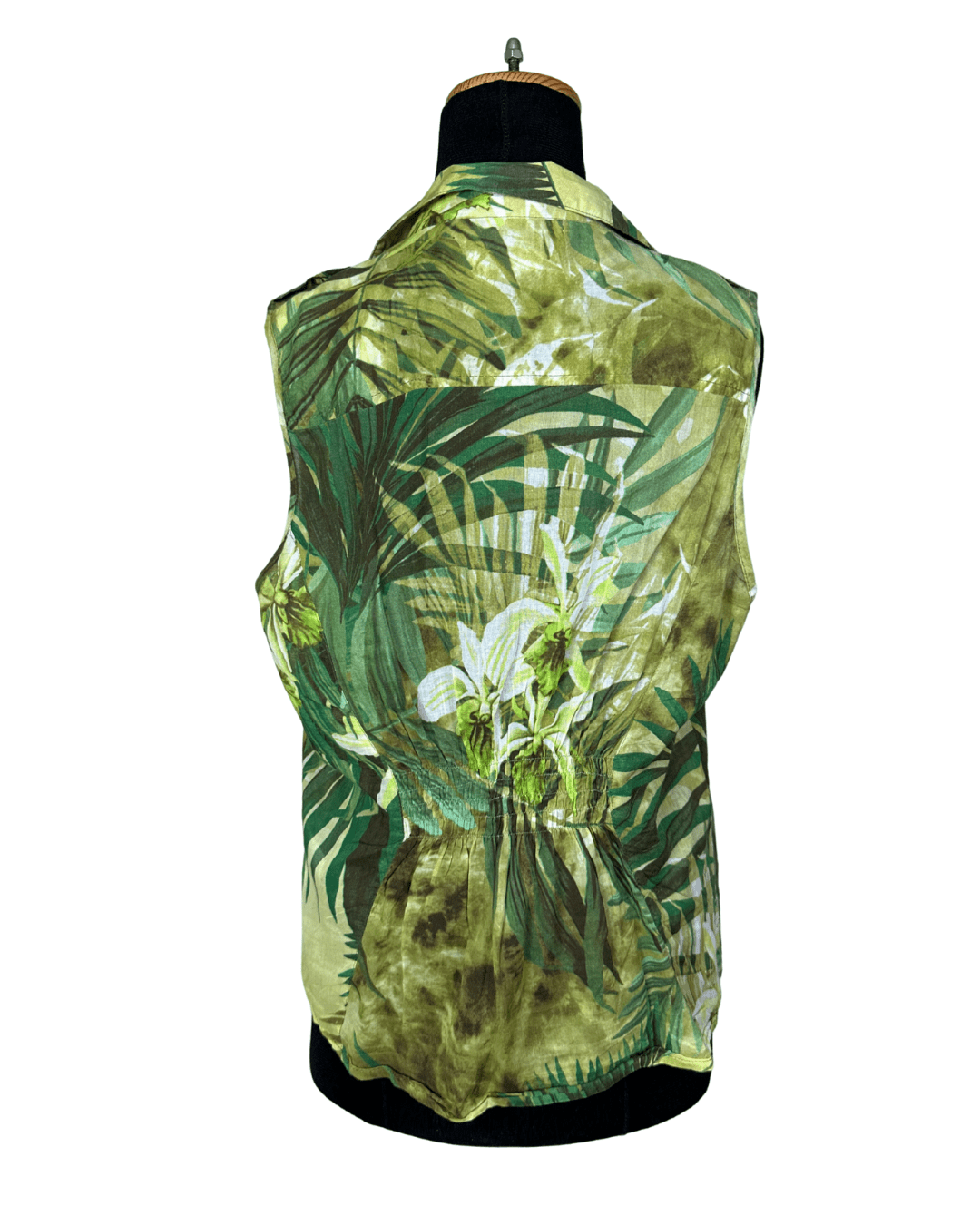 Patrice Bréal Tropical Leaf Sleeveless Women's Shirt – Size 44 - Funkify