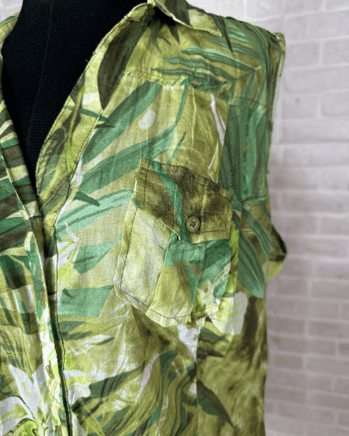 Patrice Bréal tropical leaf print sleeveless women's shirt, size 44