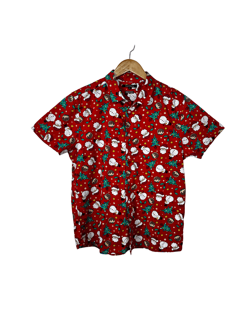 Peacocks Christmas Pattern Shirt - Large Regular Fit - Funkify