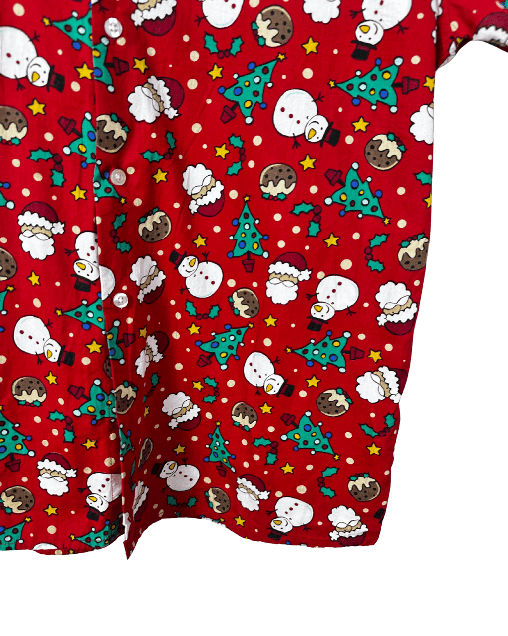 Peacocks Christmas Pattern Shirt - Large Regular Fit - Funkify