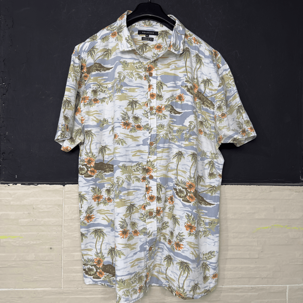 Peacocks Hawaiian Shirt Regular Fit XL - Funkify