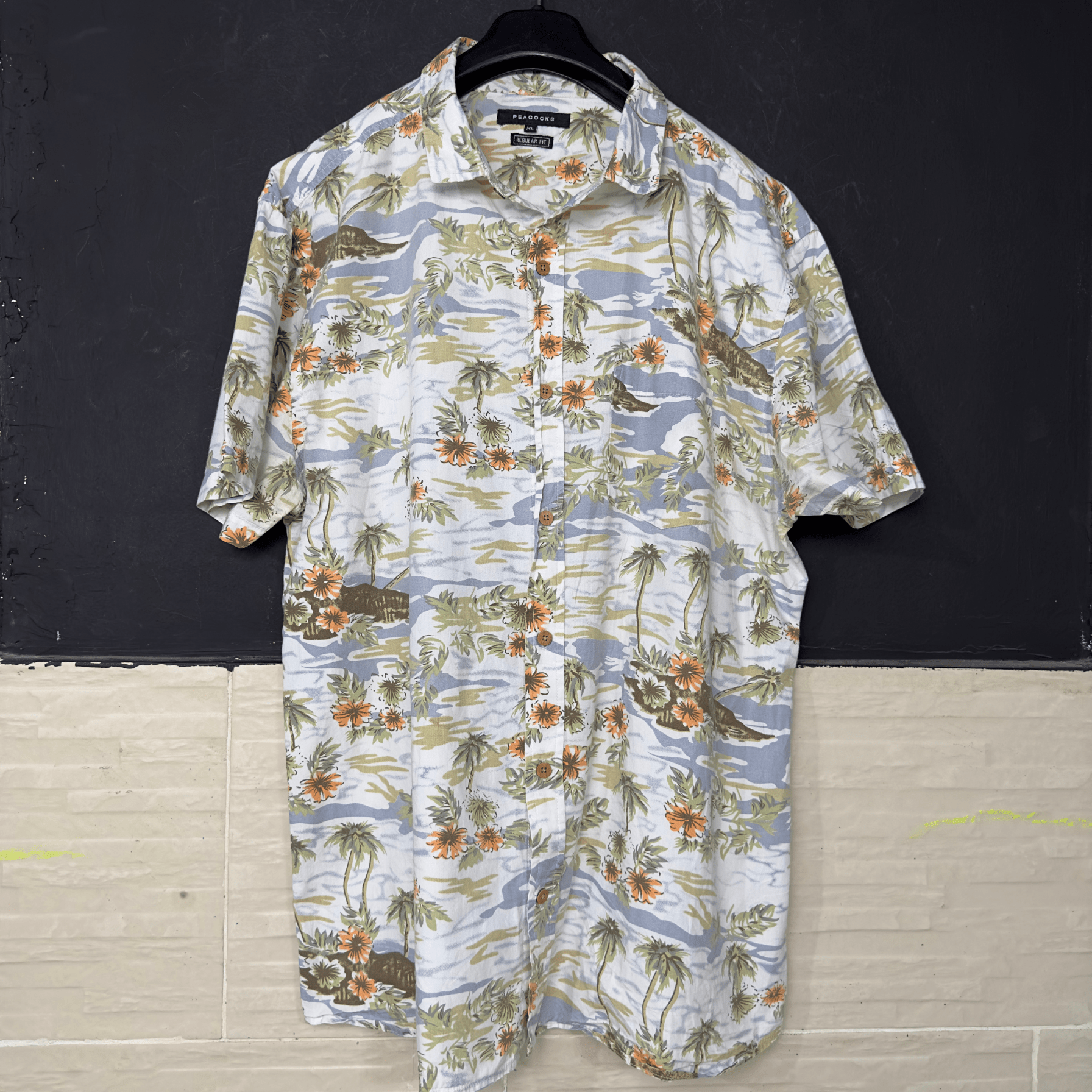 Peacocks Hawaiian Shirt Regular Fit XL - Funkify