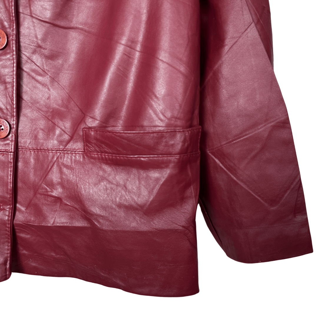 Persanz Red Genuine Leather Women's Jacket Medium - Funkify