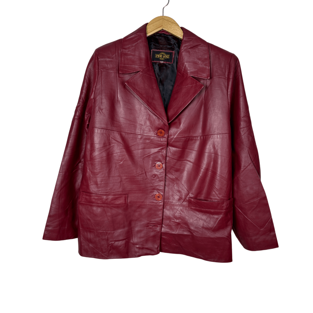 Persanz Red Genuine Leather Women's Jacket Medium - Funkify