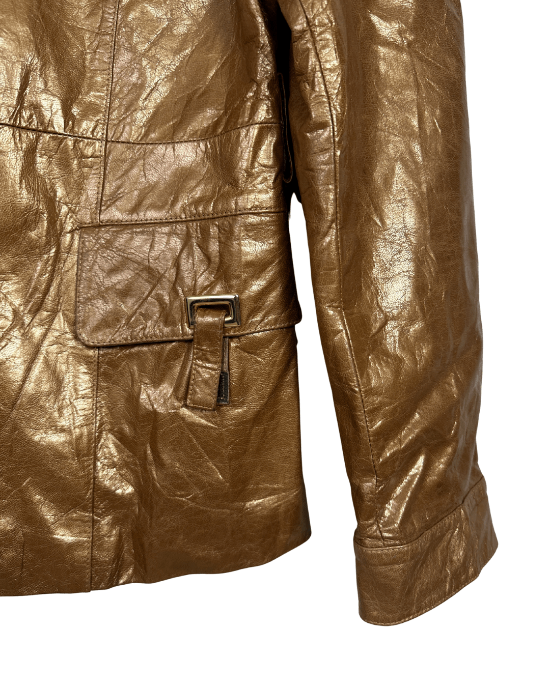Phoenix Metallic Gold Genuine Leather Women's Jacket - Funkify