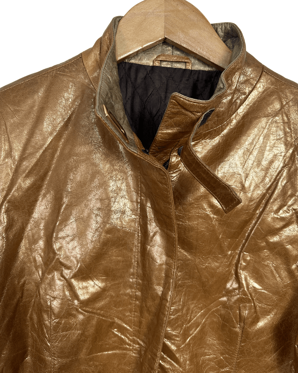 Phoenix Metallic Gold Genuine Leather Women's Jacket - Funkify