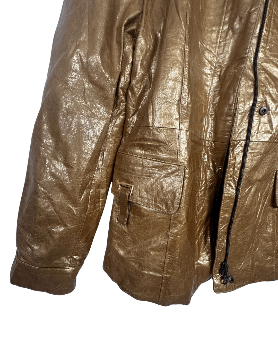 Phoenix Metallic Gold Genuine Leather Women's Jacket - Funkify