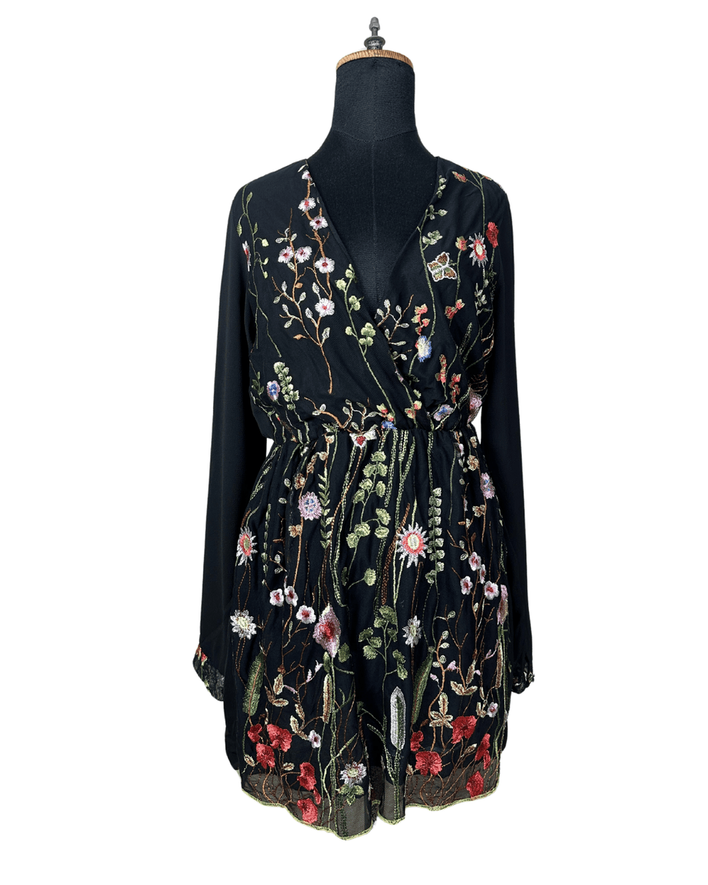 Piazza Italia Embroidered Mesh Overlay Dress - Funkify