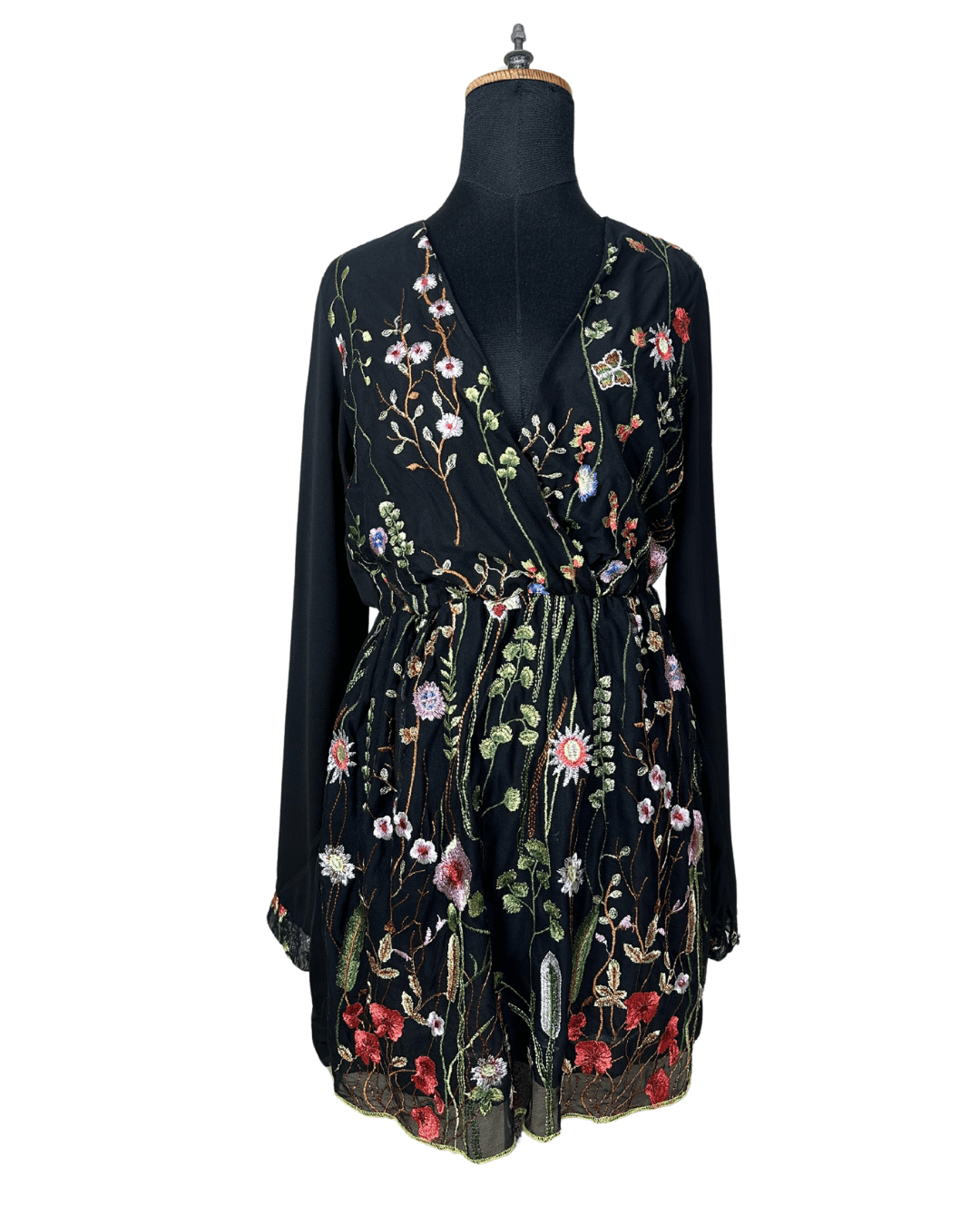 Piazza Italia Embroidered Mesh Overlay Dress - Funkify