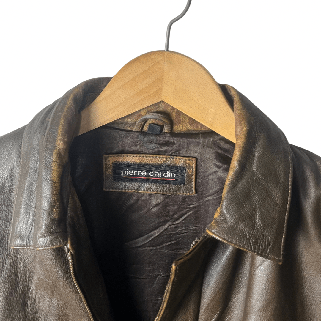 Pierre Cardin Genuine Leather Jacket Large - Funkify