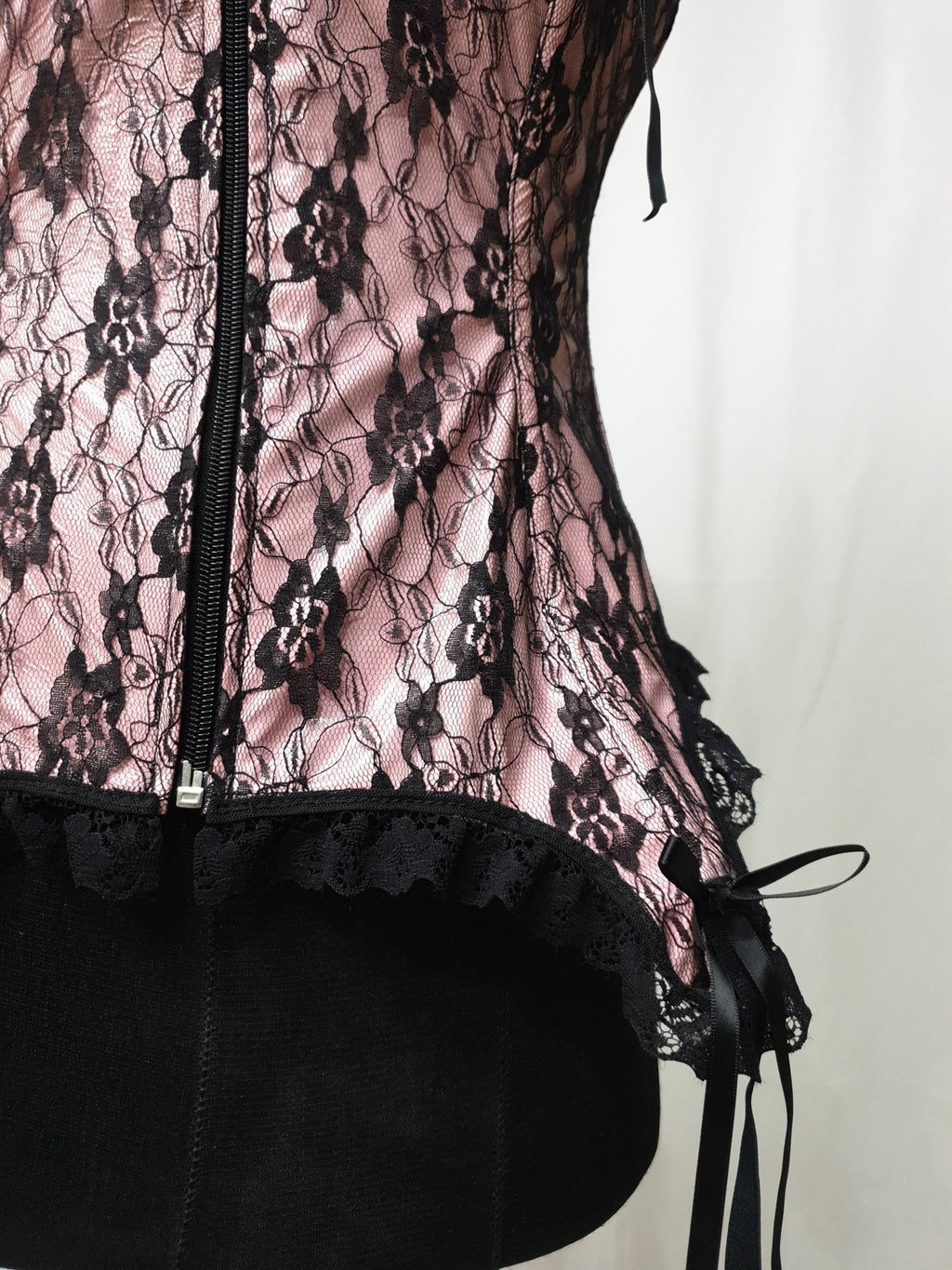 Pink and Black Lace Corset - Funkify