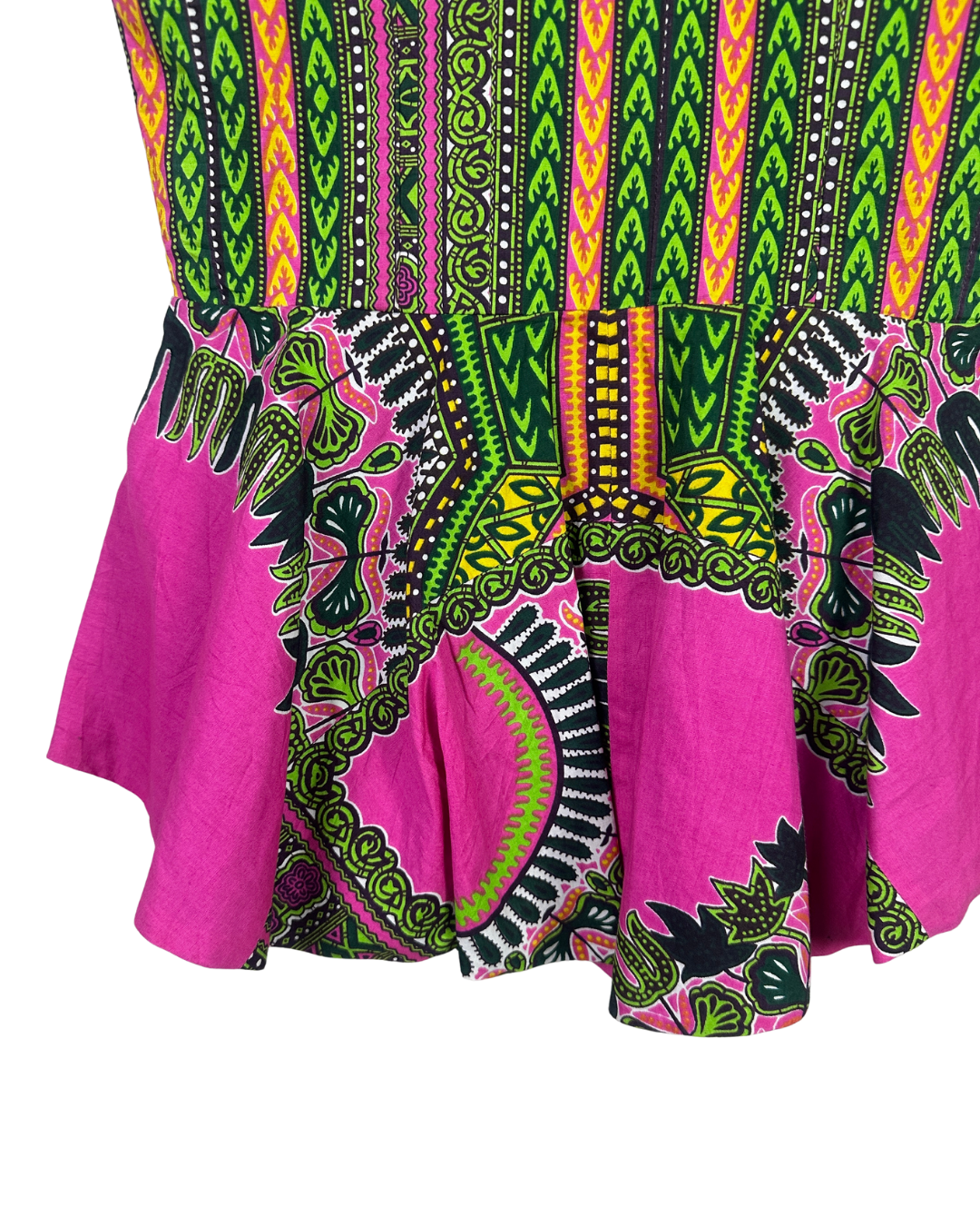 Pink Ankara Dashiki African Print Zip - Front Top - Funkify
