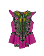 Pink Ankara Dashiki African Print Zip - Front Top - Funkify